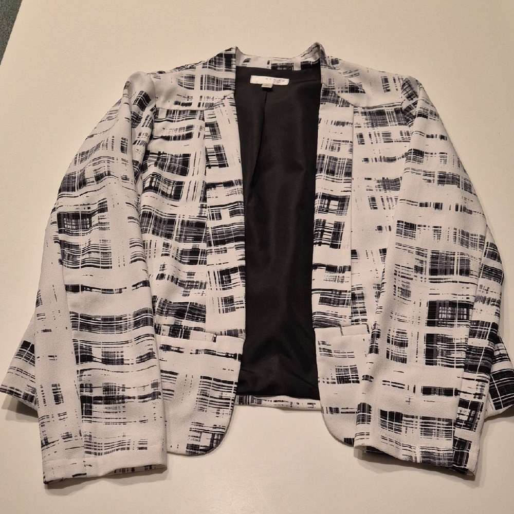 Kenar Black and White Sz M Patterned Blazer